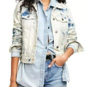 NWT Free People Women's Rumors Denim Jacket (M) Blue Combo